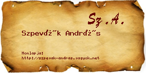 Szpevák András névjegykártya